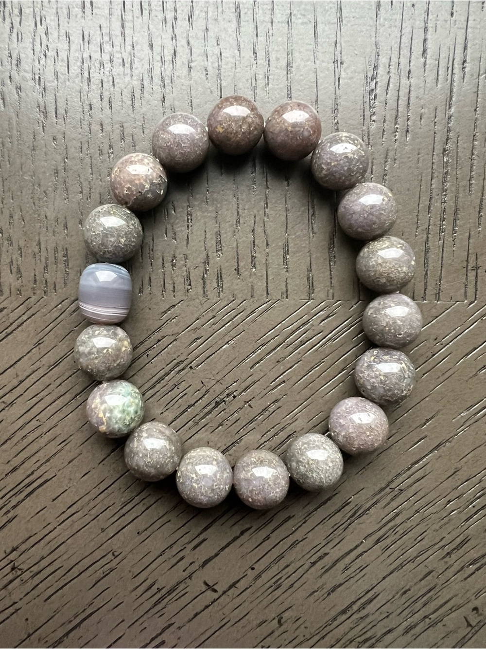Grape agate with Botswana agate bracelet 11mm SIZE 7’